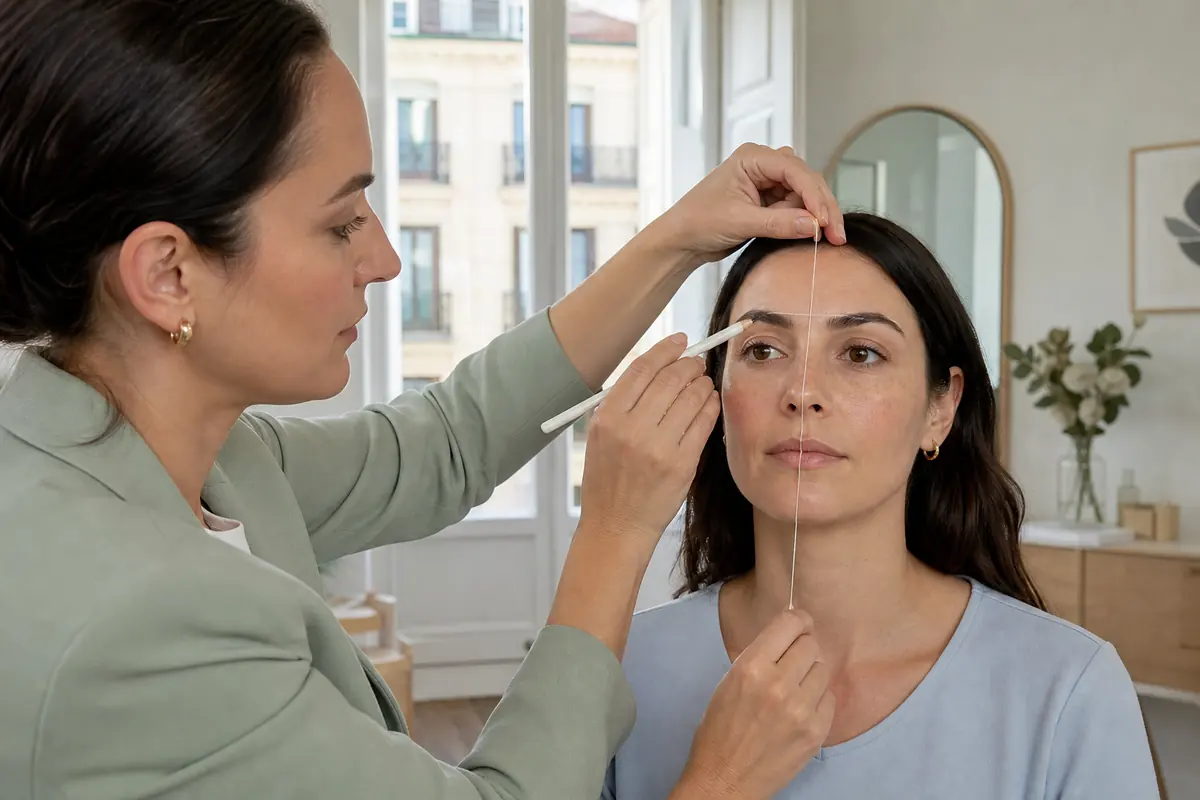 Medición de simetría y diseño previo de cejas