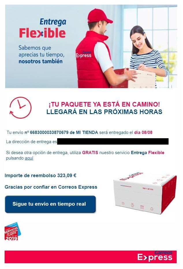 Email entrega de paquete