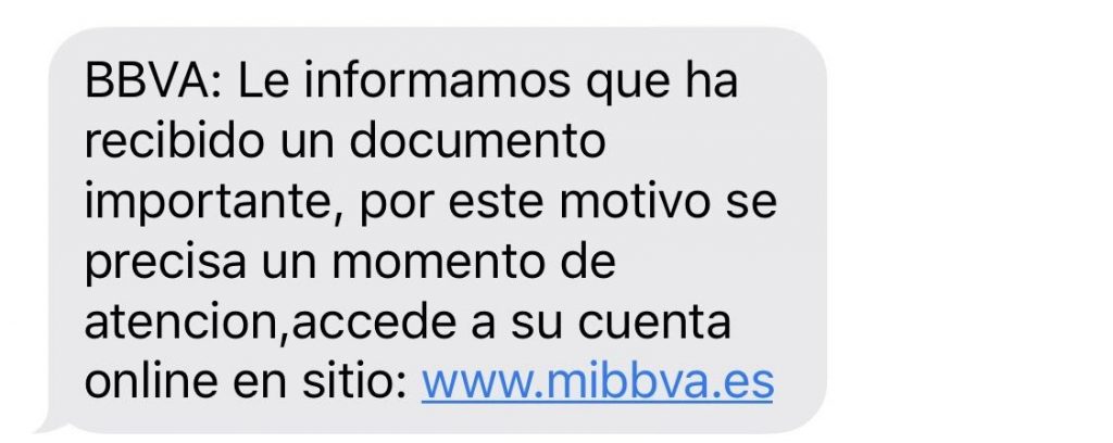 mensaje bbva